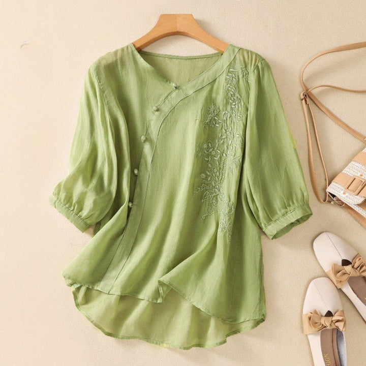 Women's Stella Asymmetrical Button Tunic - Modern Everyday Style