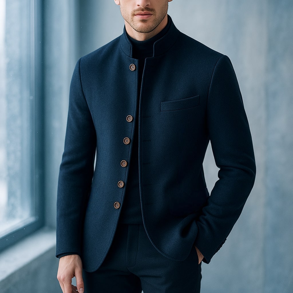 Men's Helsinki Wool Jacket – Stand-Collar Tailored Layer