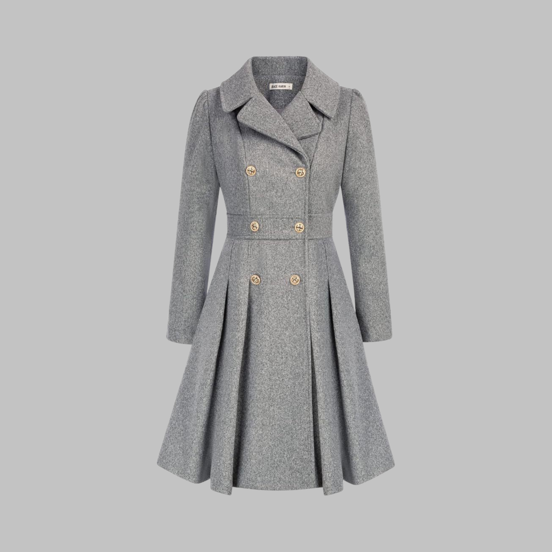 Women's Double Button Long Sleeve Coat - Elegant & Timeless