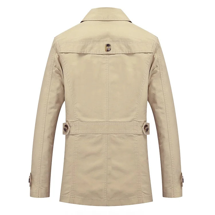 Men's Cotton Trench Coat – Single-Breasted Classic Mac
