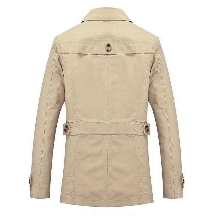 Men's Cotton Trench Coat – Single-Breasted Classic Mac