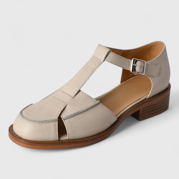 Women's Closed Toe T-Strap Wedge Sandals - Retro Elegance