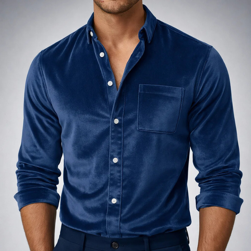 Men's Velvet Shirt – Tailored Smart Evening Occasion Top