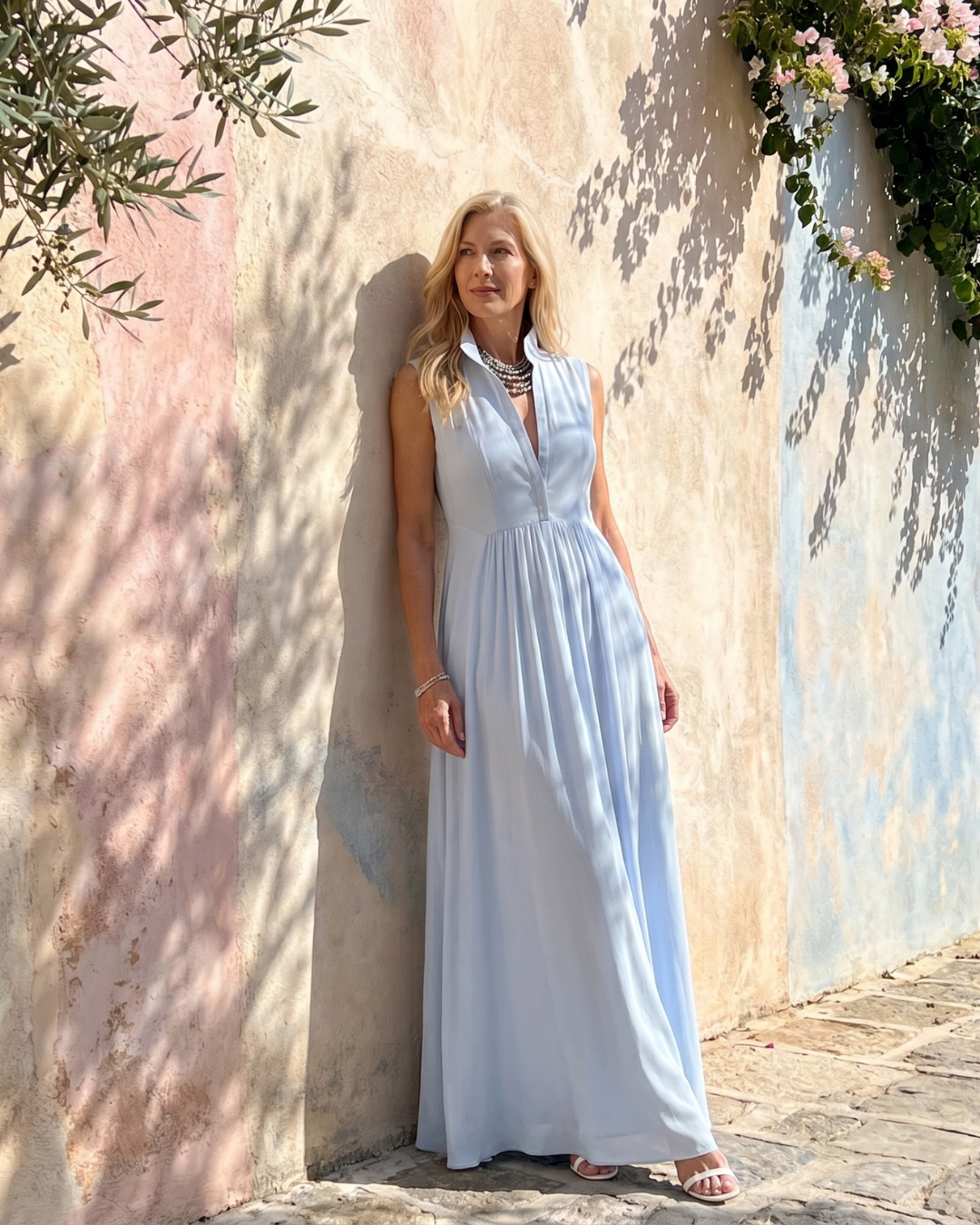 Women's Sleeveless Collared Wide Leg Jumpsuit - Lightweight & Flowing