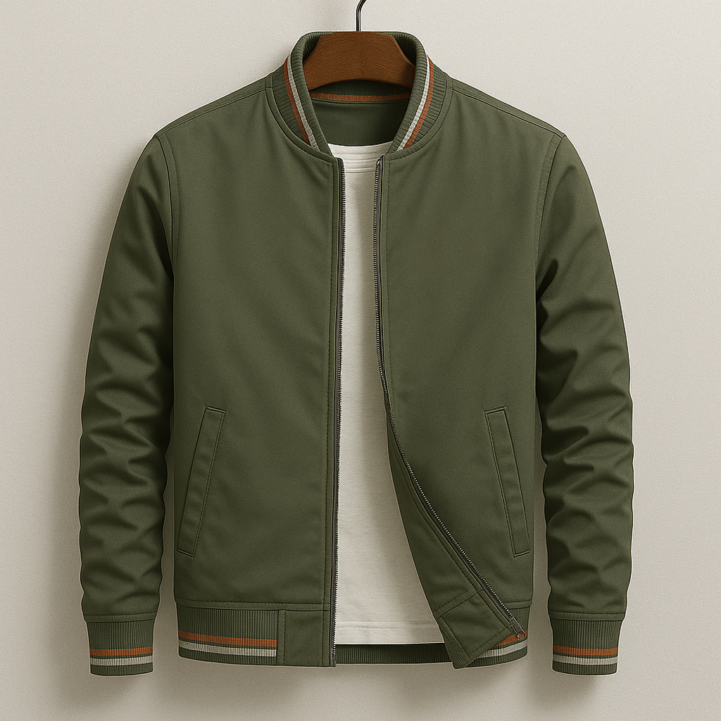 Women's Striped Cotton-Linen Bomber Jacket - Everyday Varsity Style