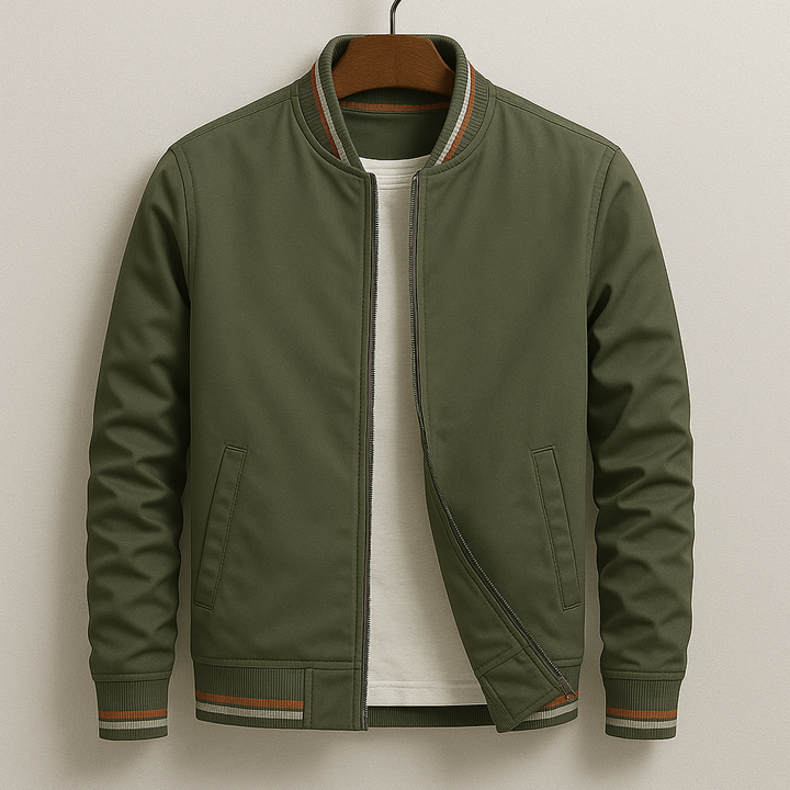 Women's Striped Cotton-Linen Bomber Jacket - Everyday Varsity Style