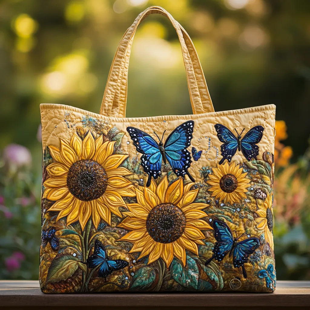Women's Sunflower & Butterfly Padded Tote Bag - Charming & Practical