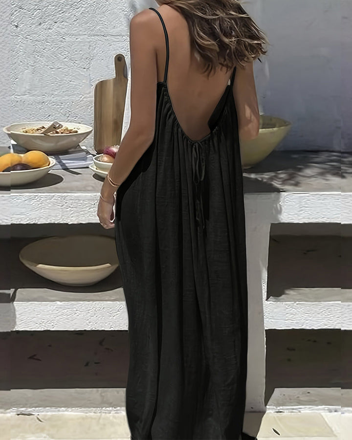 Women's Backless Cami Slip Dress – Soft Lounge Elegance