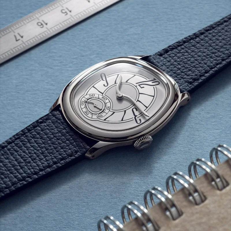 Men's Automatic Watch – Art Deco Spiral Dial Leather Strap