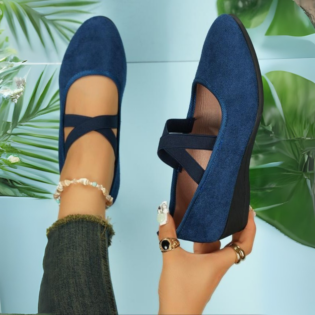 Women's Closed Wedge Ballerina Shoes - Elegant Comfort & Stable Lift