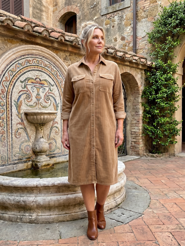 Women's Pema Midi Dress - Long Sleeve with Patch Pockets