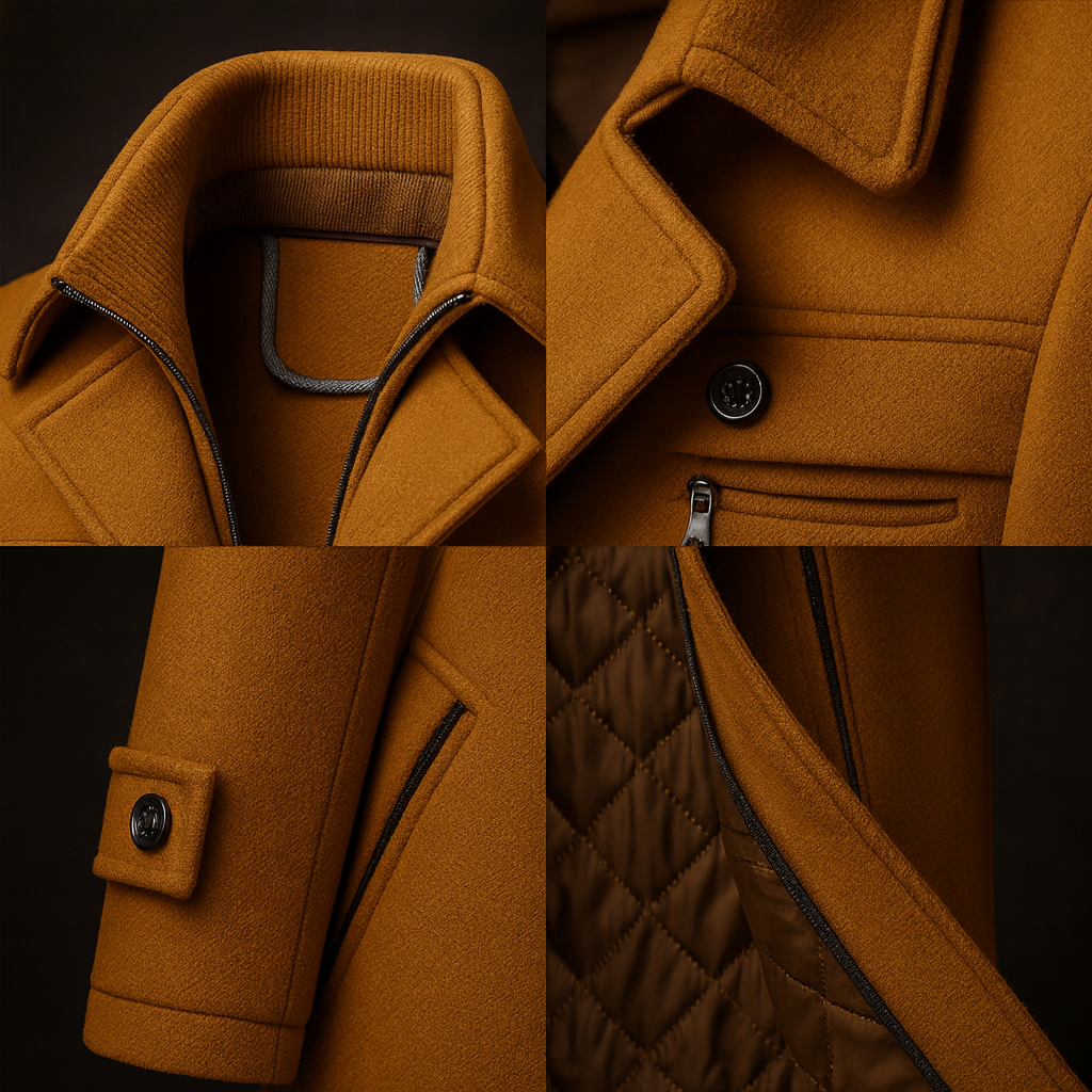 Men's Wool Overcoat – Tailored Quilted-Lined Winter Topcoat