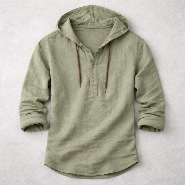Men's Linen Hooded Overshirt – Breathable Summer Hoodie Shirt