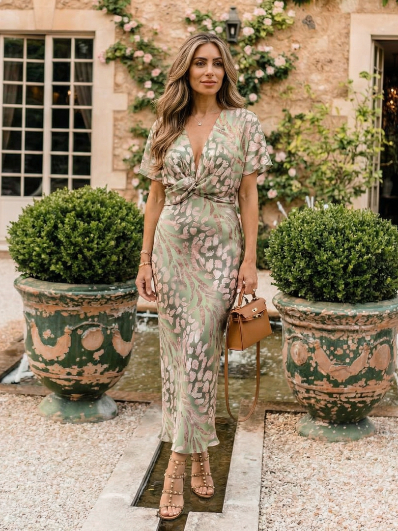 Women's Abstract Print Midi Dress - Effortless Day-to-Night Style