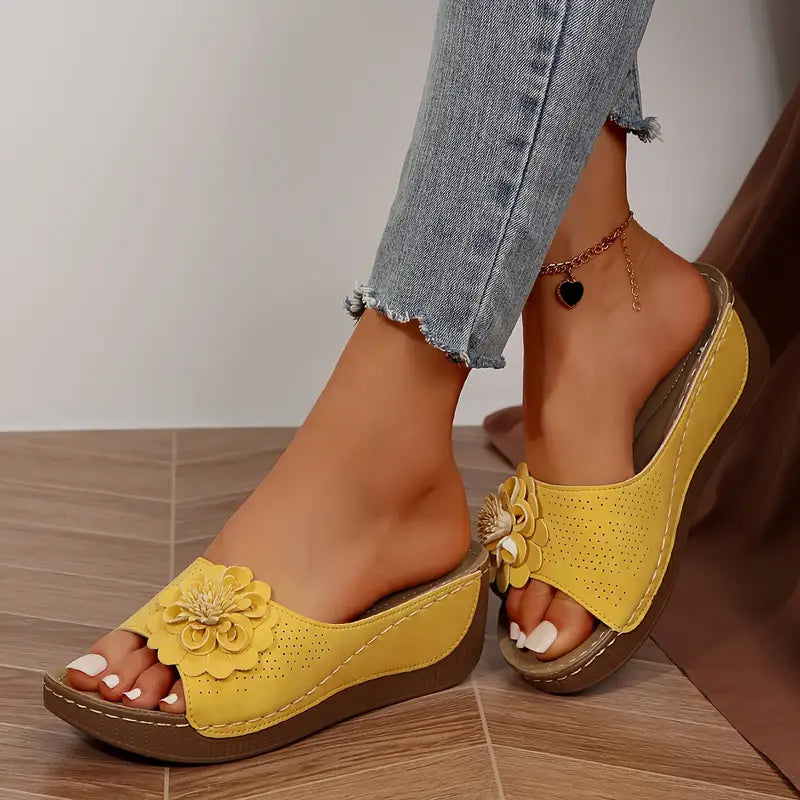 Women's Orthopedic Floral Wedge Sandals - Summer Comfort & Support