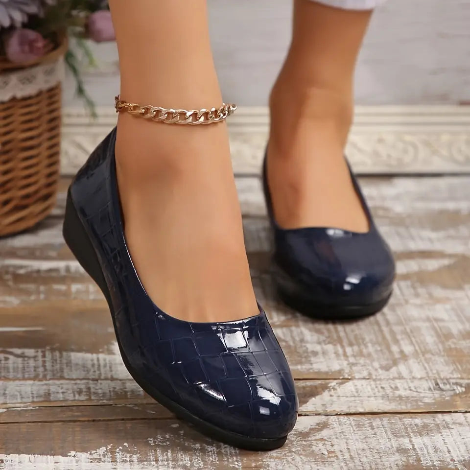 Women's Breathable Leather Wedge Heels - All-Day Comfort