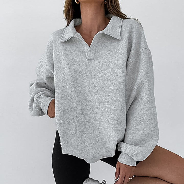 Casual Polo-Collar Sweatshirt