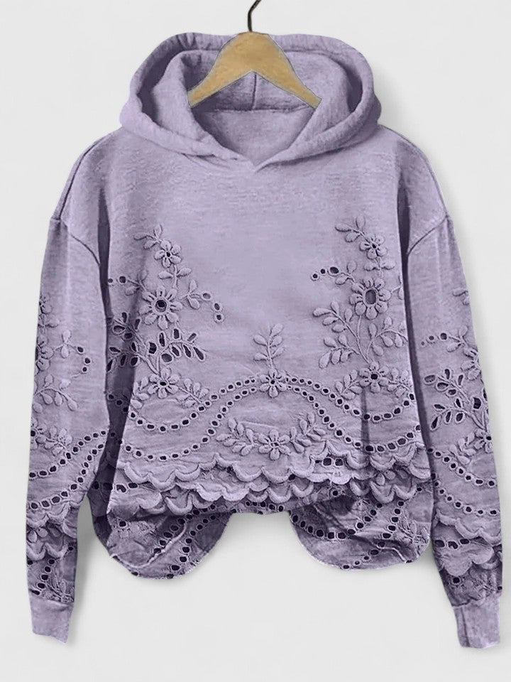 Women's Suzanne Embroidered Hoodie - Floral Detail