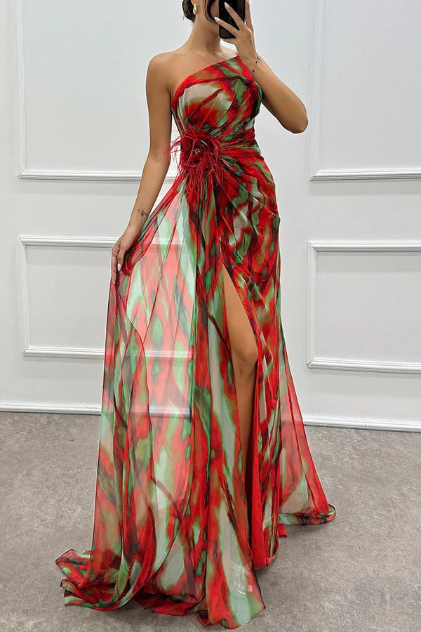 Women's Vibrant Draped Dress - Striking Summer Soirée