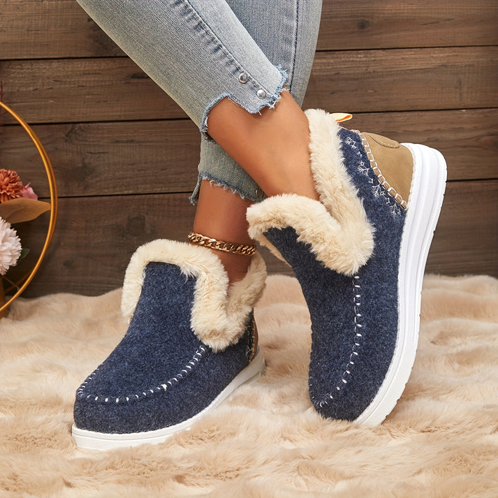 Women's Leather Plush-Lined Boots - Cozy Comfort All Day
