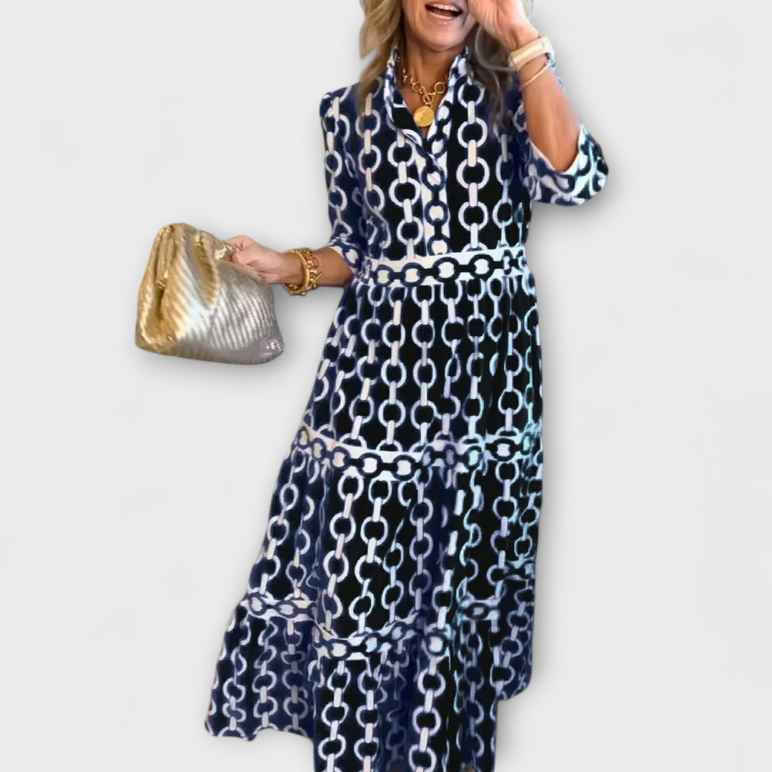 Women's Chain Print Midi Dress – Effortless Elegance