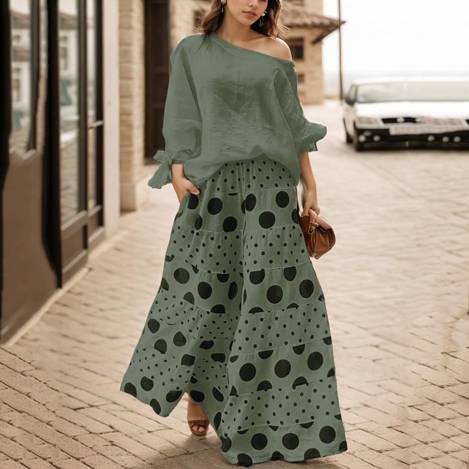 Women's Polka Dot Two-Piece Set - Breezy Weekend Style