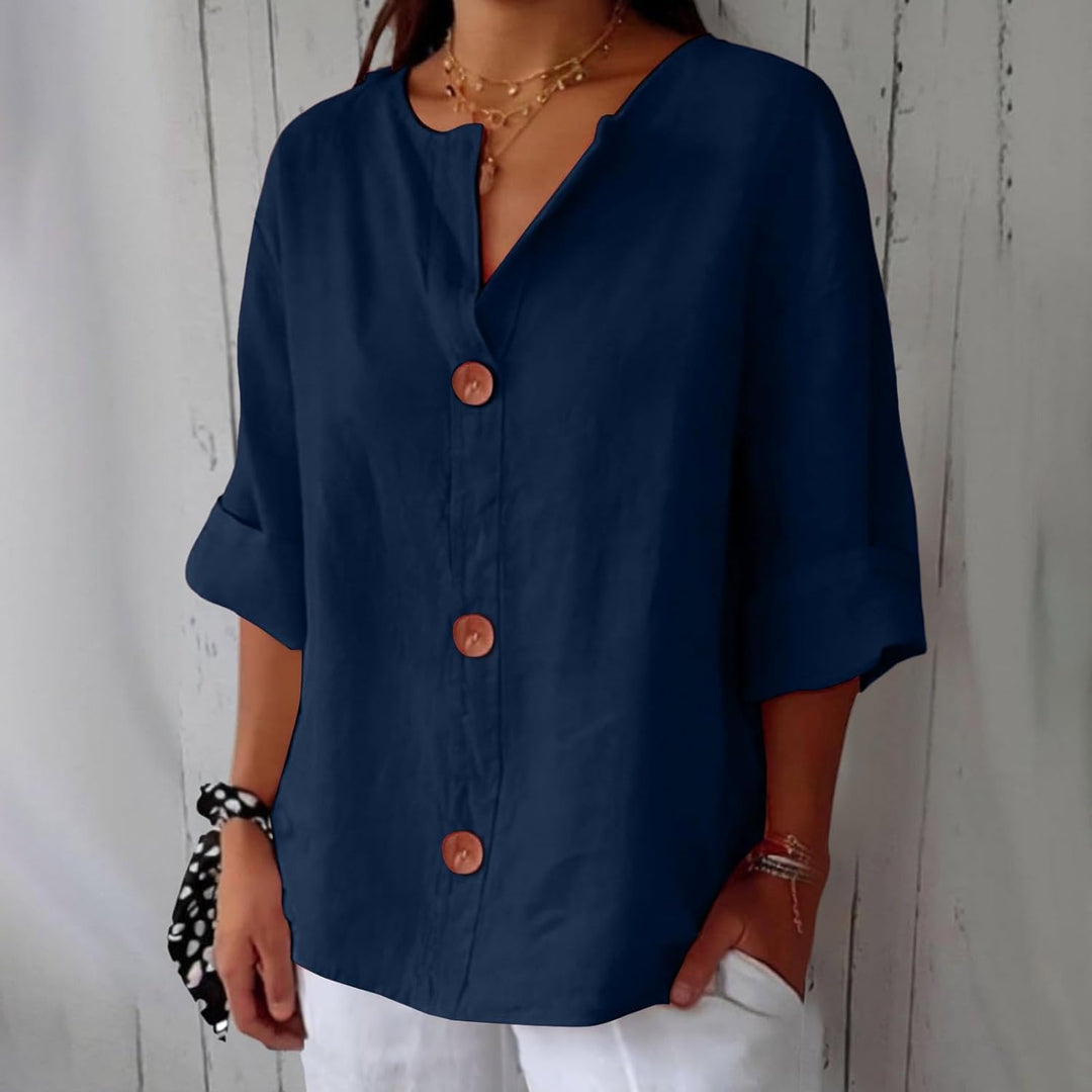 Women's Relaxed Chic Button Blouse - Effortless Everyday Style