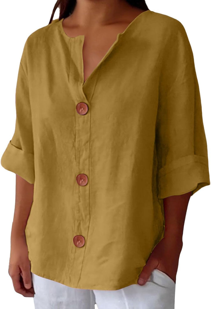 Women's Relaxed Chic Button Blouse - Effortless Everyday Style