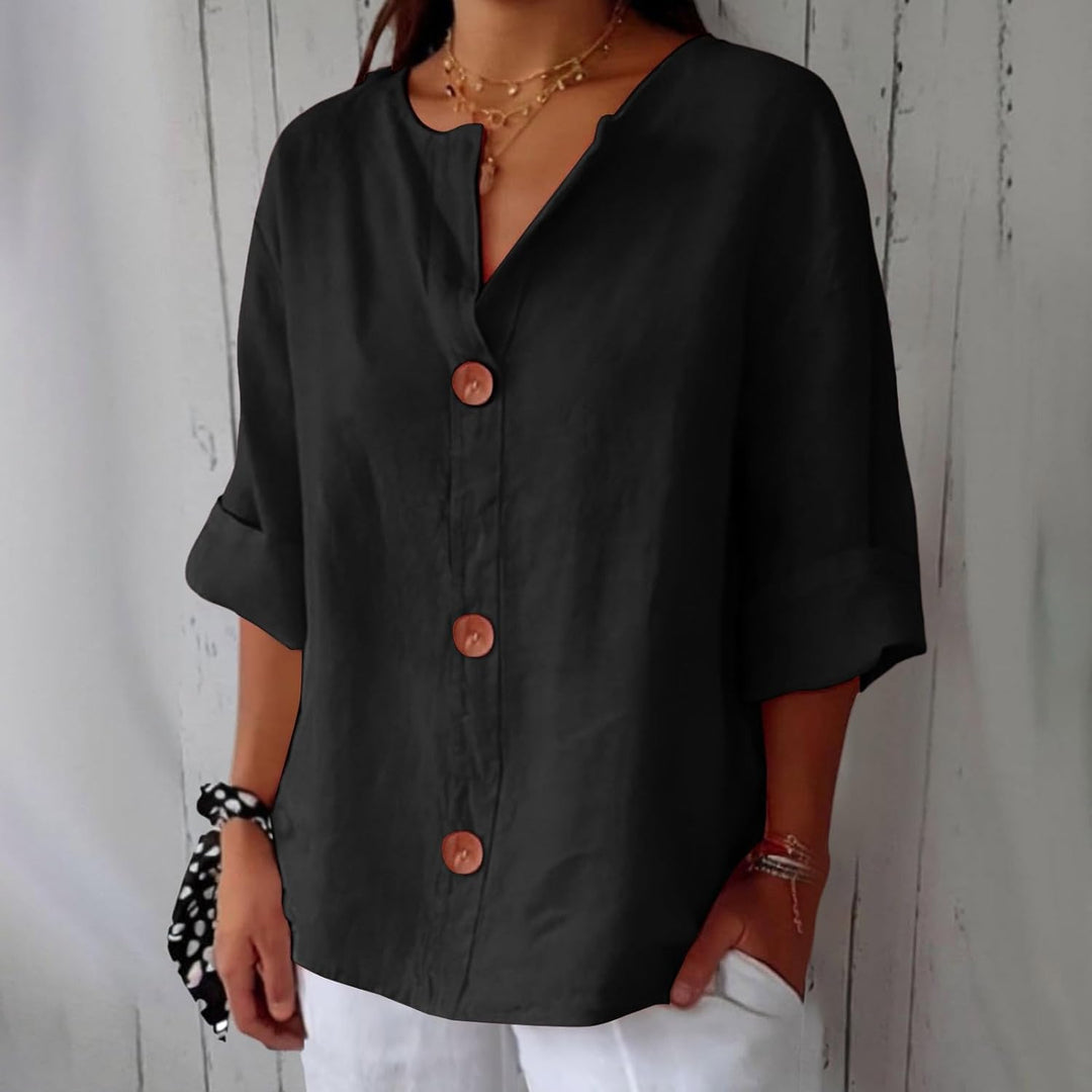 Women's Relaxed Chic Button Blouse - Effortless Everyday Style