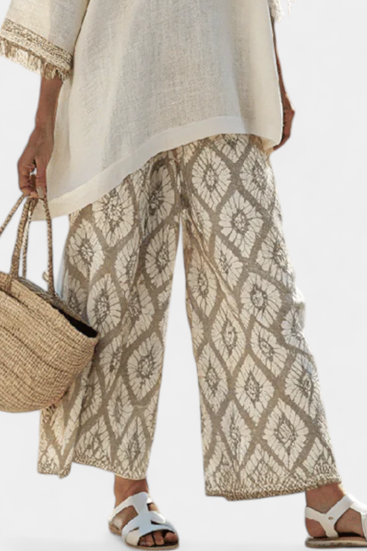 Women's Printed Top & Wide-Leg Pant Set - Effortless Summer Style
