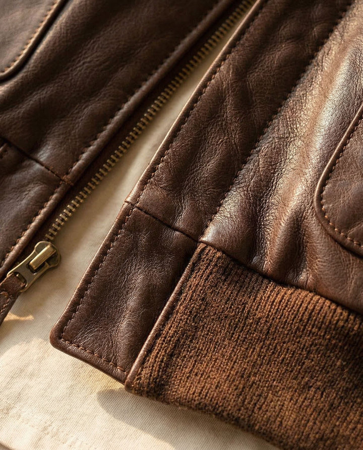 Men's Leather Aviator Jacket – Classic Biker Outerwear