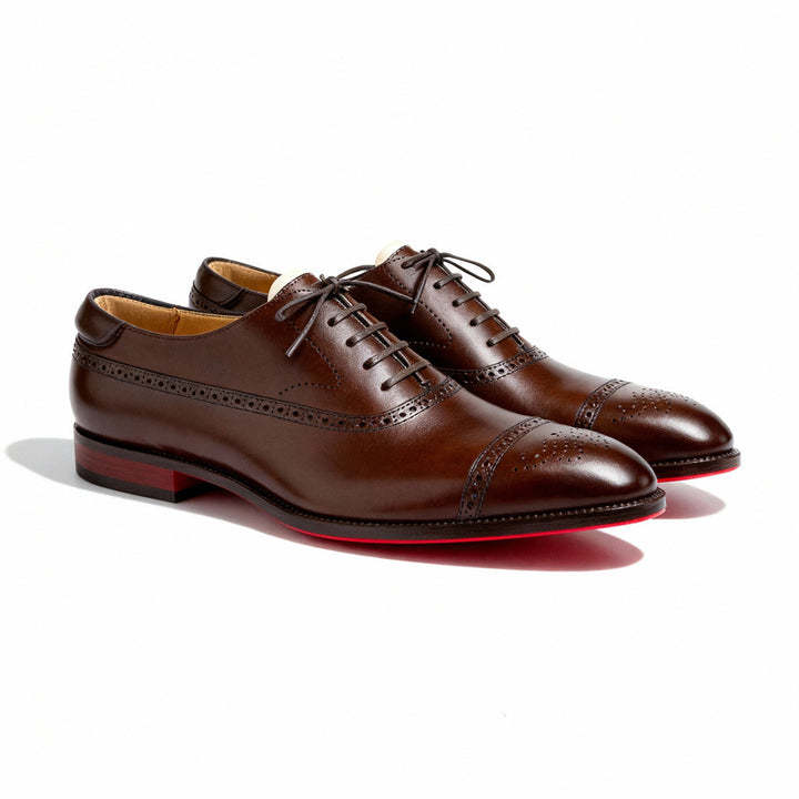 Women's Leather Brogue Oxford Dress Shoes - Classic Formal Style