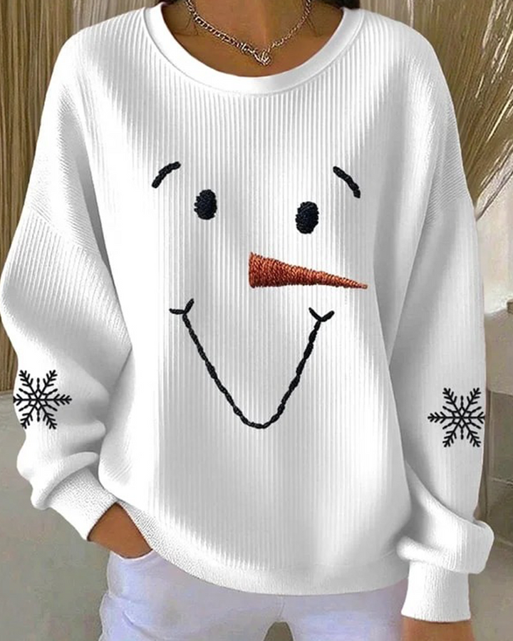 Women's Harper Snowman Face Sweatshirt - Festive Holiday Cheer