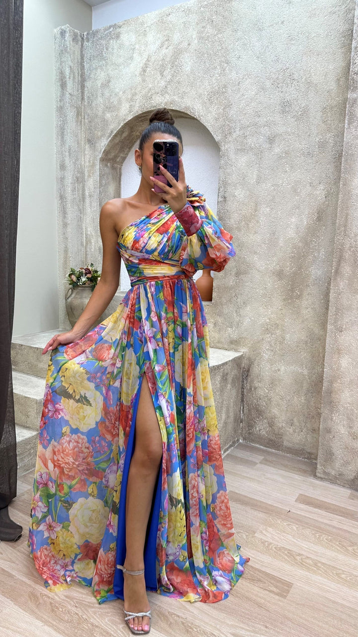 Women's Blossom Drama Maxi Dress - Elegant Wedding Guest