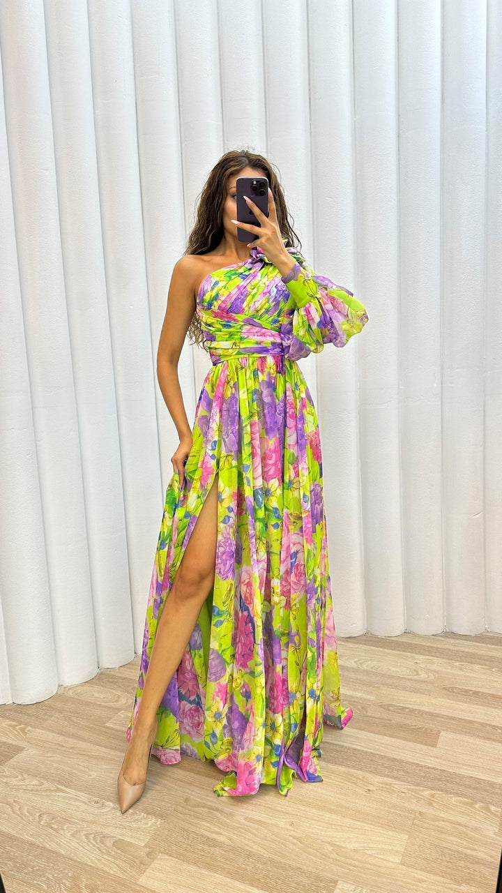 Women's Blossom Drama Maxi Dress - Elegant Wedding Guest