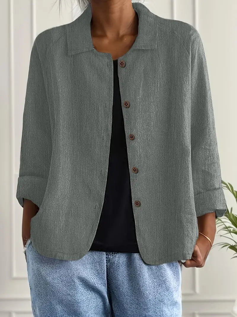 Women's Lightweight Cotton-Linen Shirt-Cardigan - Effortless Style