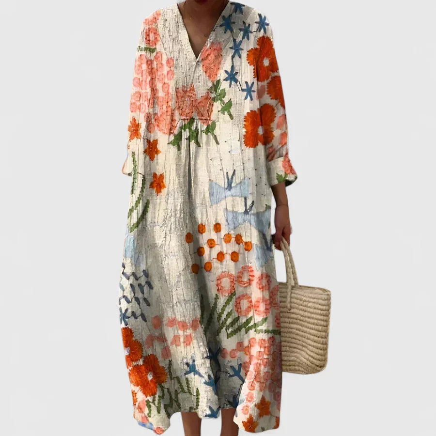 Women's Floral Print Comfortable Dress - Effortless Day to Night