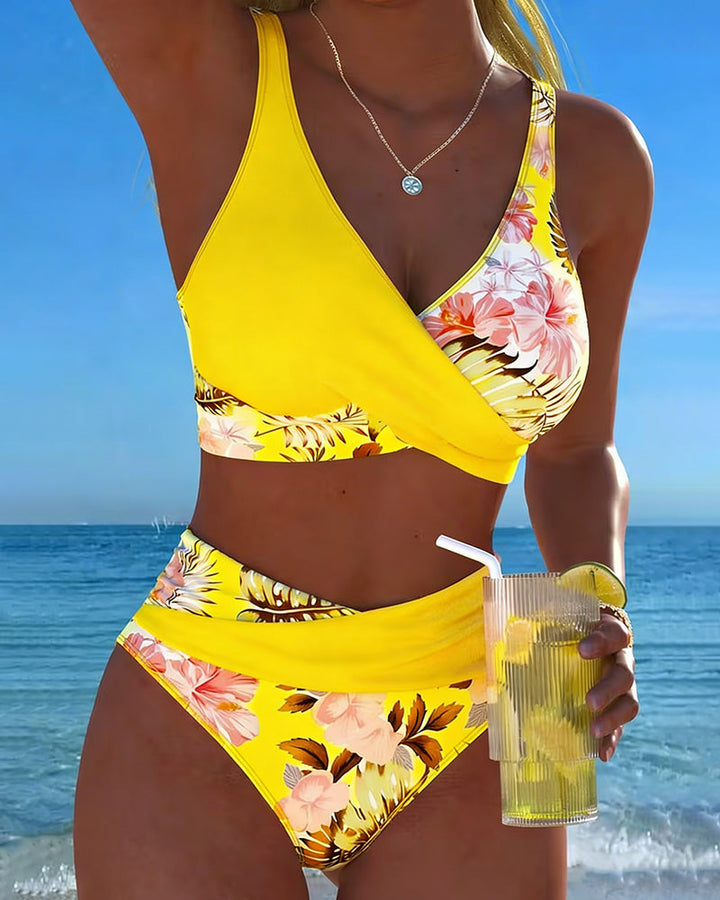 Women's Floral Wrap Bikini Set - Soft Feminine Charm