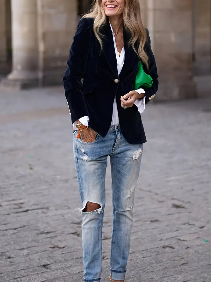 Women's Savannah Velvet Blazer - Timeless Evening Elegance