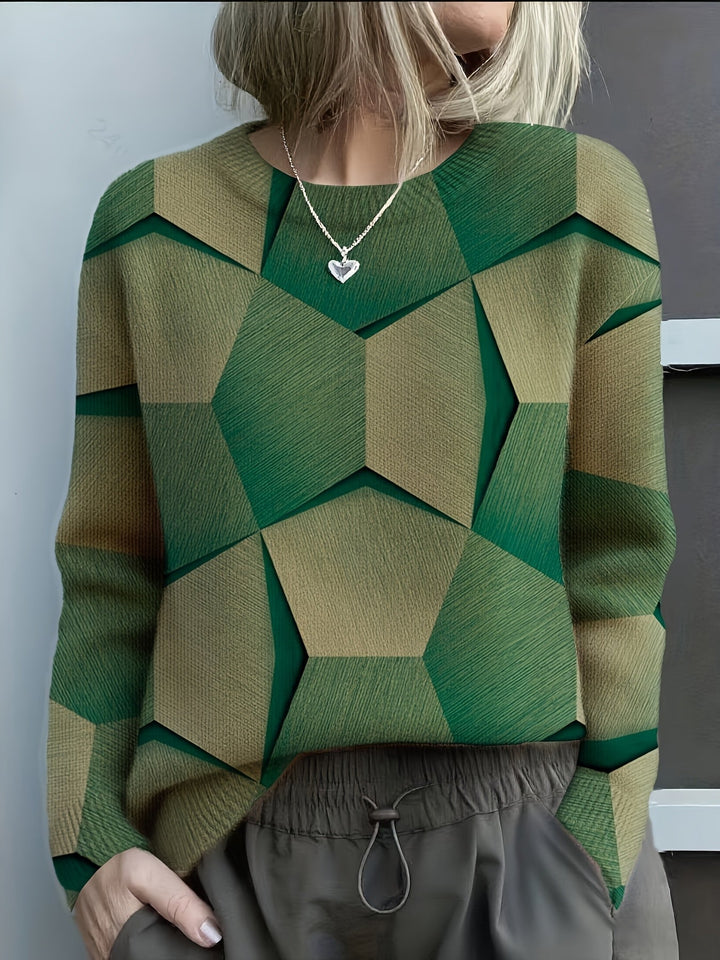 Women's Geometric Colorblock Knit Sweater - Artistic Everyday Comfort