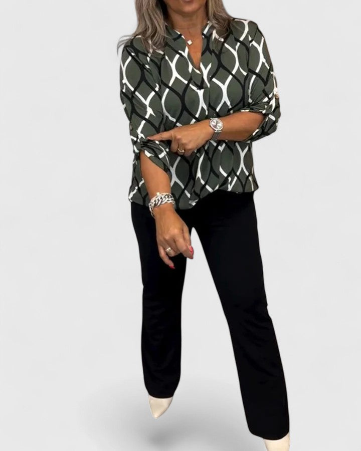 Women's Geometric Print Blouse - Effortless Style for Any Occasion