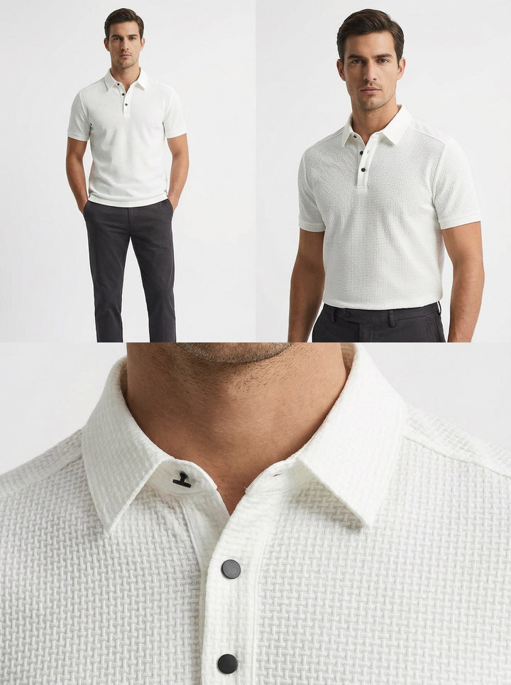 Men's Siena Textured Weave Polo Shirt