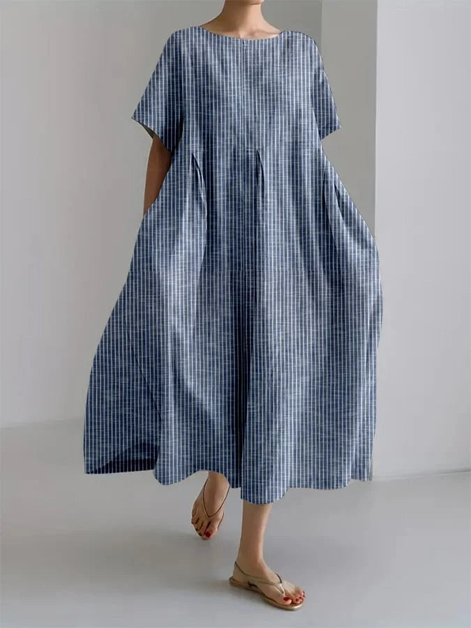 Women's Checkered Smock Maxi Dress - Breezy Summer Style