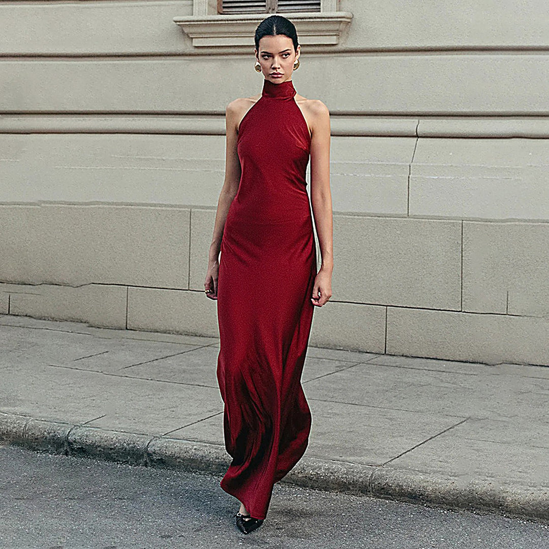 Halter Neck Backless Mermaid Evening Gown
