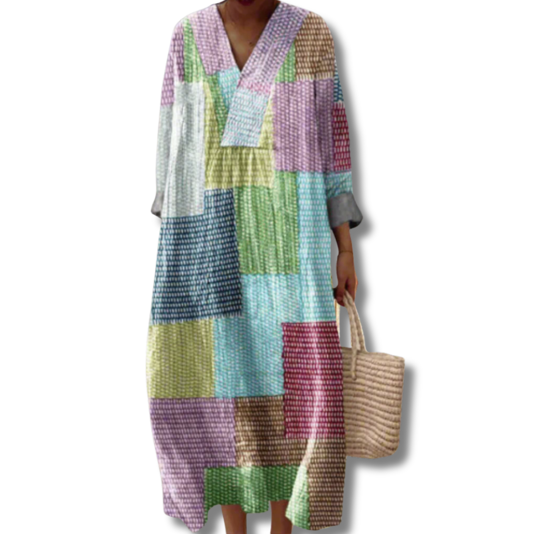 Women's Geometric Print Flow Dress - Effortless Summer Comfort