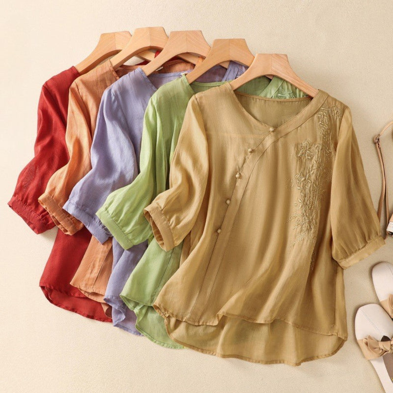 Women's Stella Asymmetrical Button Tunic - Modern Everyday Style