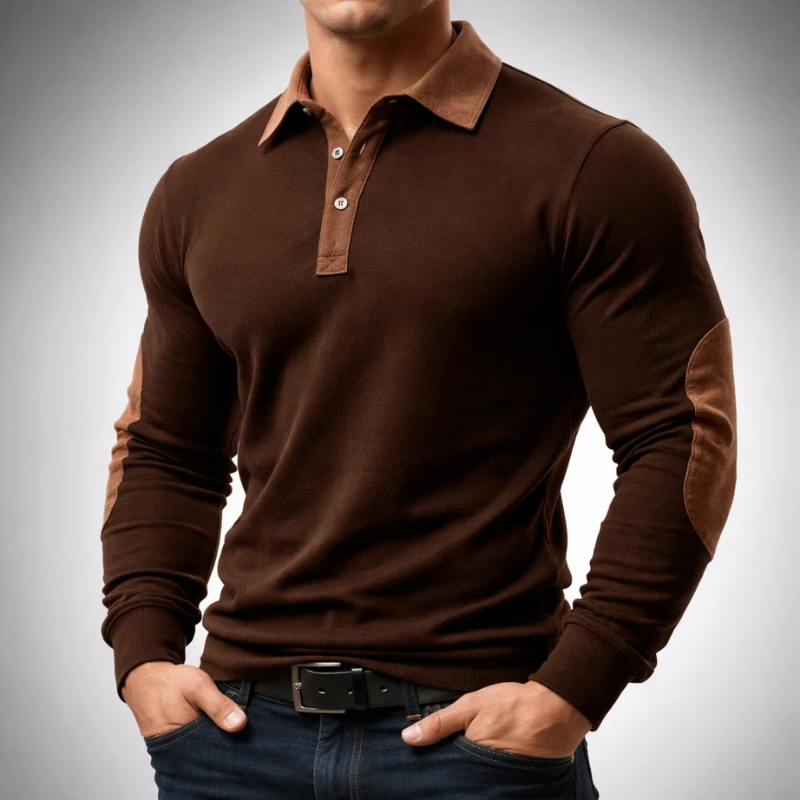 Men's Cotton Long-Sleeve Polo Pullover – Smart-Casual Knit