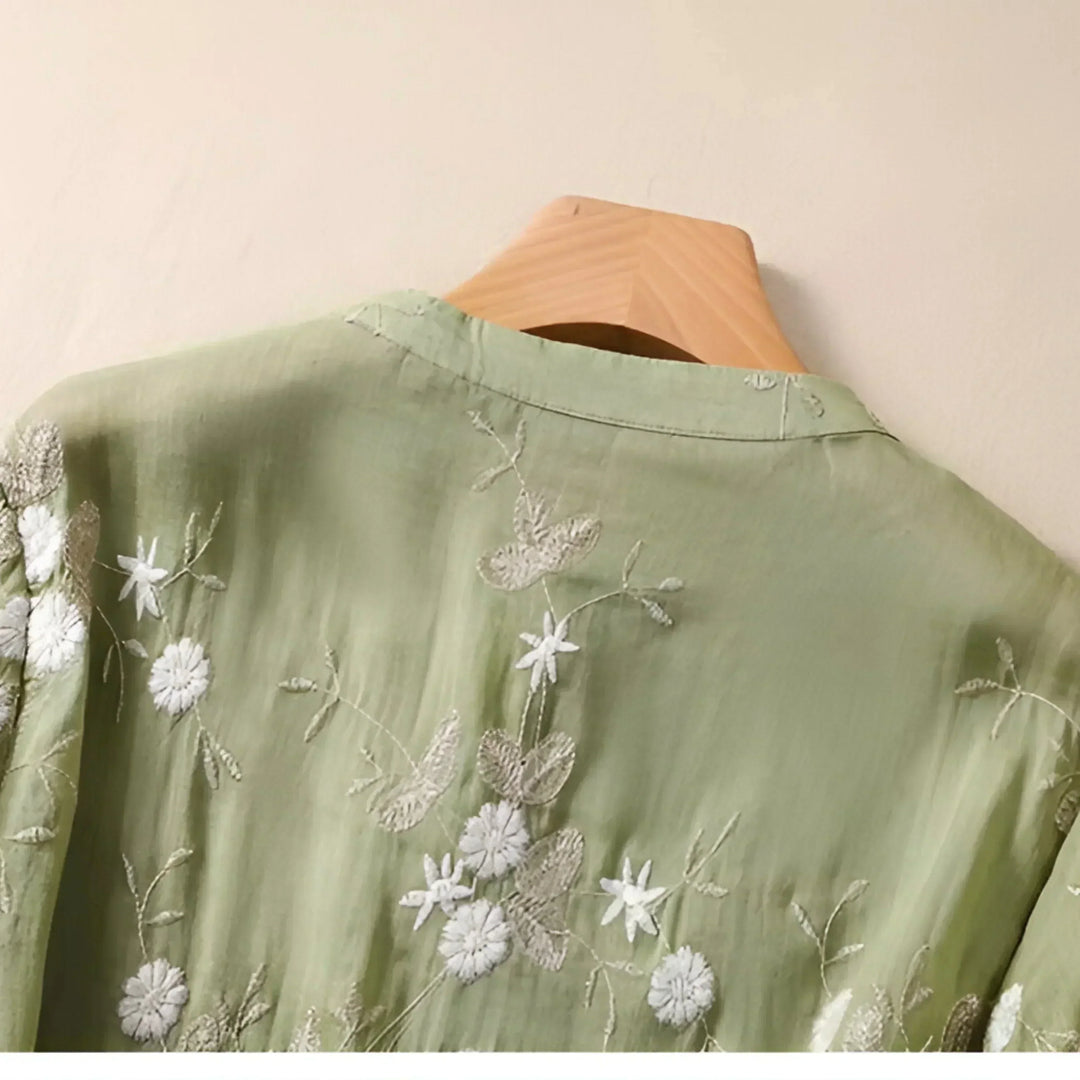 Women's Cotton Floral Embroidered Blouse - Everyday Elegance