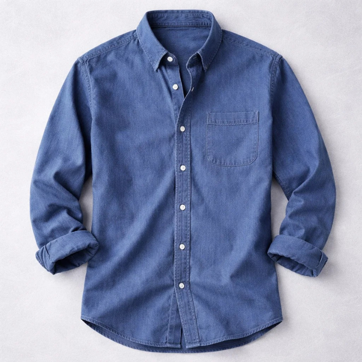 Men's Cotton Casual Shirt – Vintage-Washed Long-Sleeve Everyday Shirt