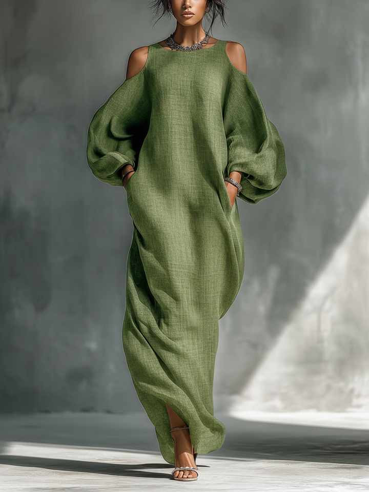 Women's Off-the-Shoulder Maxi Dress - Effortless Summer Elegance